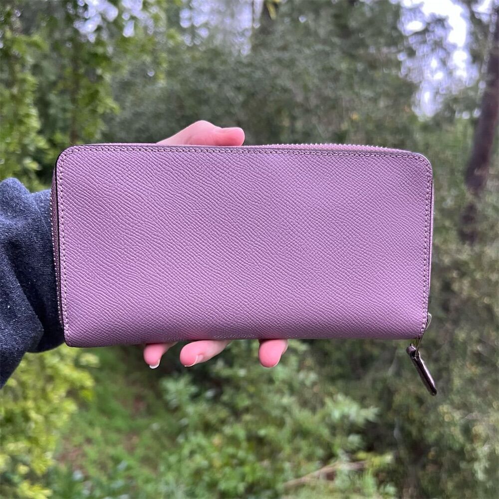 COACH Crossgrain Leather Wallet Purple with Silver Hardware AUTHENTIC - Picture 2 of 7